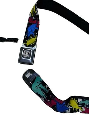 Vintage Buckle Down Seatbelt Strap Belt  with Colorful Dino Print